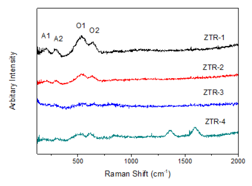 ZTR-1~ 4 시편의 Raman 분석 결과