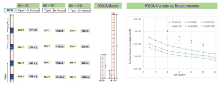 측정된 스트론튬 증착량 및 POSCA 해석결과