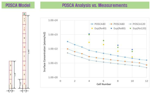 POSCA 모델 (좌), 해석결과 비교 그래프 (우)