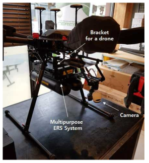 다목적 환경방사선탐사 시스템의 드론 장착 모습