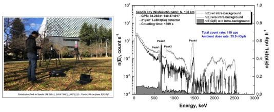 고분해능 LaBr3(Ce) 검출기를 이용한 FDNPP로부터 북쪽 100 km에서의 환경 방사선탐사 실험