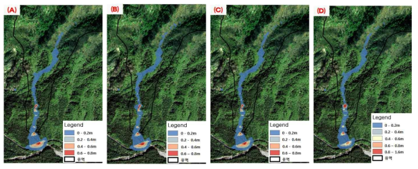 Debris flow simulation results of using digital map