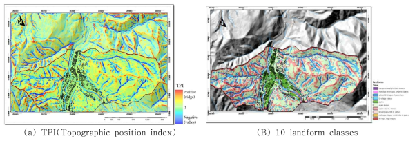 Study area TPI map and landform map