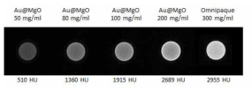 X-ray 불투과성 무기입자의 농도에 따른 micro-CT 영상