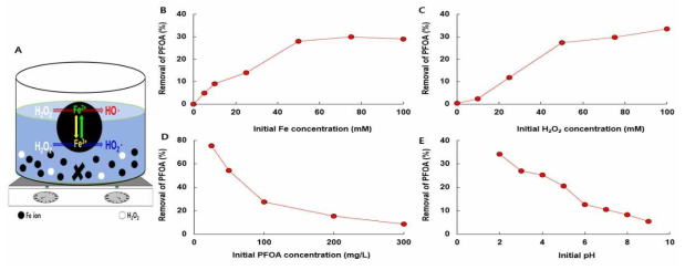 펜톤산화조건에 따른 PFOA 처리효율