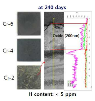 정상 운전 조건에서 부식된 Cr-Al 모델 합금의 산화특성 분석