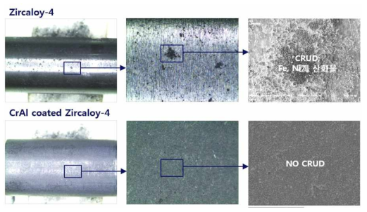 내산화 소재 크러드 침적 저감 기술 분석 결과 (360 도씨, 200일, 정상 부식조건)