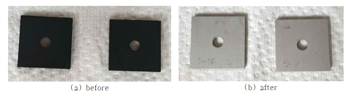 Status of radioactive FeCr2O4 coated specimen surface before and after decontamination