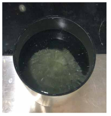 A photo of water-quenched melt (Bi2O3-B2O3-ZnO-SiO2) after melting at 900℃ for 1h