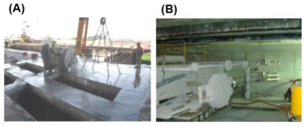 Concrete structure dismantling technologies with (A) wet and (B) dry cutting