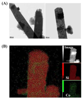 (A) TEM images and (B) EDS mapping result of hybrid-II