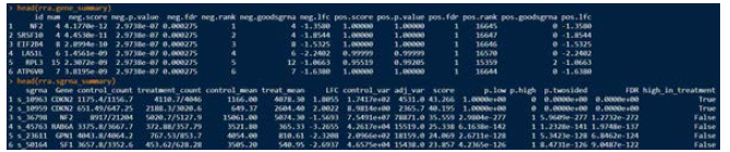 MAGeCKFlute의 downstream 분석을 위한 input data