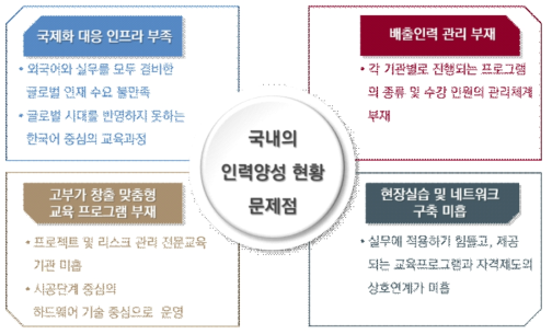 국내의 인력양성 현황 및 문제점