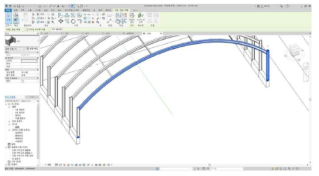 Revit 환경에서 생성한 방음터널 구조체