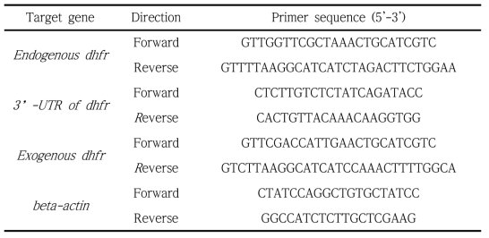 다양한 dhfr 유전자 발현을 구별할 수 있는 RT-PCR용 프라이머 서열