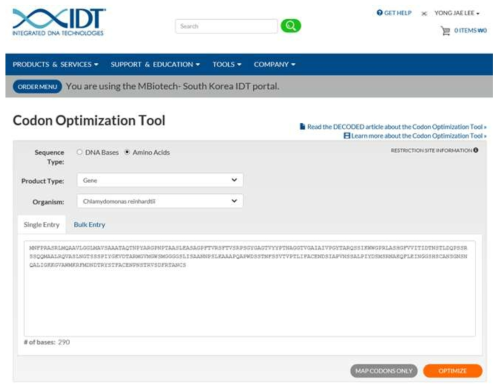 IDT에서 제공하는 codon optimization tool