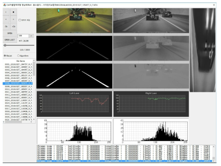 개발된 차선상태 분석도구 화면