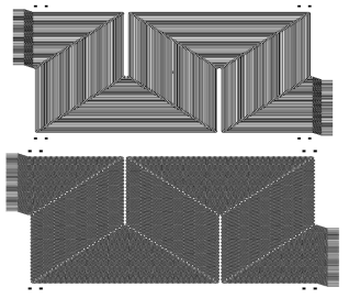 대용량 마이크로채널 단위박판 설계도 : straight (위), zigzag (아래)