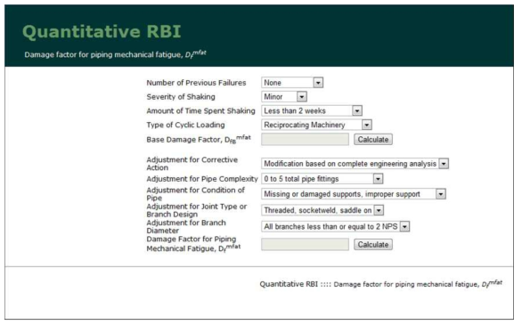 Mechanical fatigue damage factor in quantitative RBI