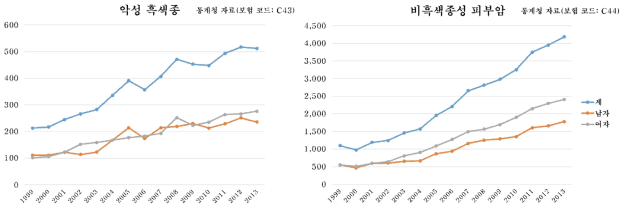 한국인 피부암의 최근 추세 (1999~2013)