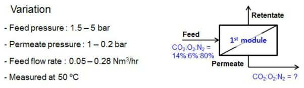 중공사막 모듈을 이용한 이산화탄소 포집 공정 실험 조건