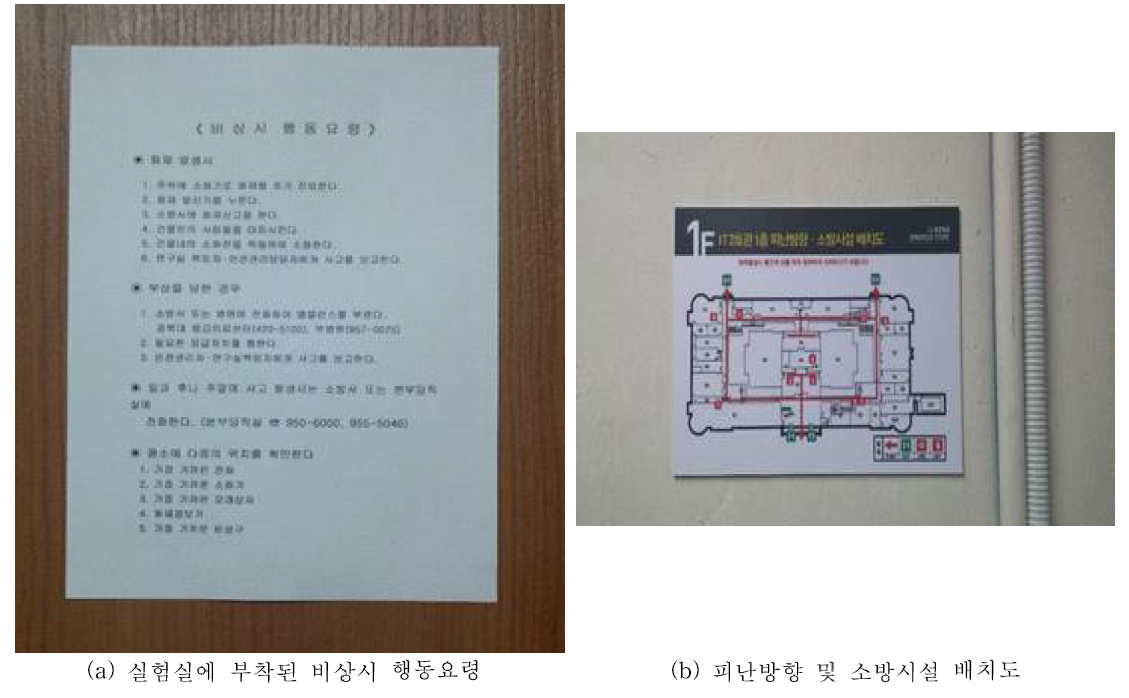 실험 실습실 안전수칙 부착 모습