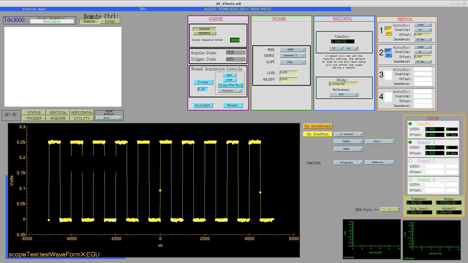 빔 전류량 측정 및 Matlab 연동 연산 및 분석을 수행하는 오실로스코프 OPI 패널 초기 모델