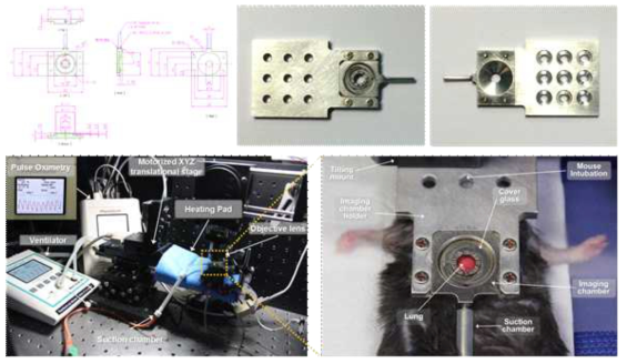 폐암 모델 영상화를 위한 영상챔버 설계도 및 적용 사진