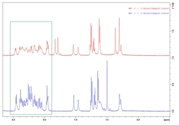 TrpRS peptide의 amide signal 들의 broadening