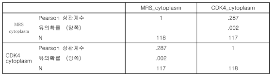 비소세포암 조직에서 MRS의 세포질내 발현과 CDK4의 세포질내 발현의 관계