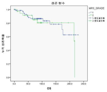 MRS의 세포질내 발현이 생존기간 (overall survival)에 미치는 영향