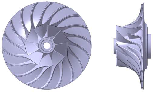 원심 압축기 임펠러의 3차원 설계 형상
