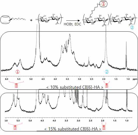개선된 합성공정으로 합성된 CB[6]-HA의 화학구조와 1H NMR 분석