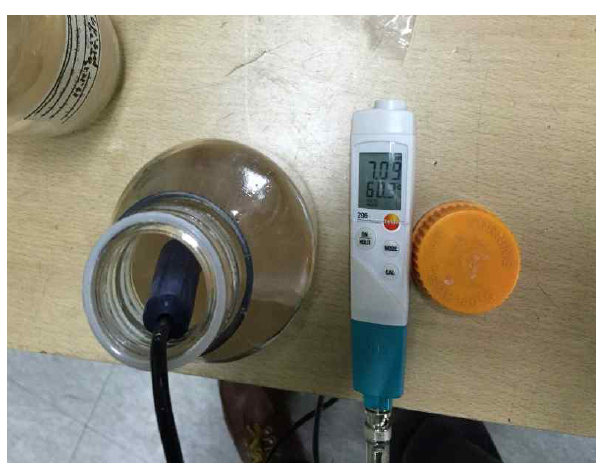 제3인산소다 투입 후 화학 살수 용액 pH 측정