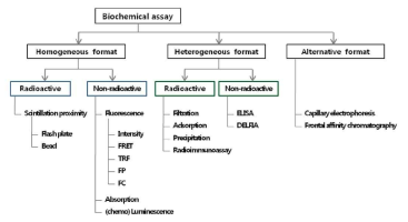 생화학적 분석 시험법의 종류 (Drug Discovery and Development Fig.8.6)