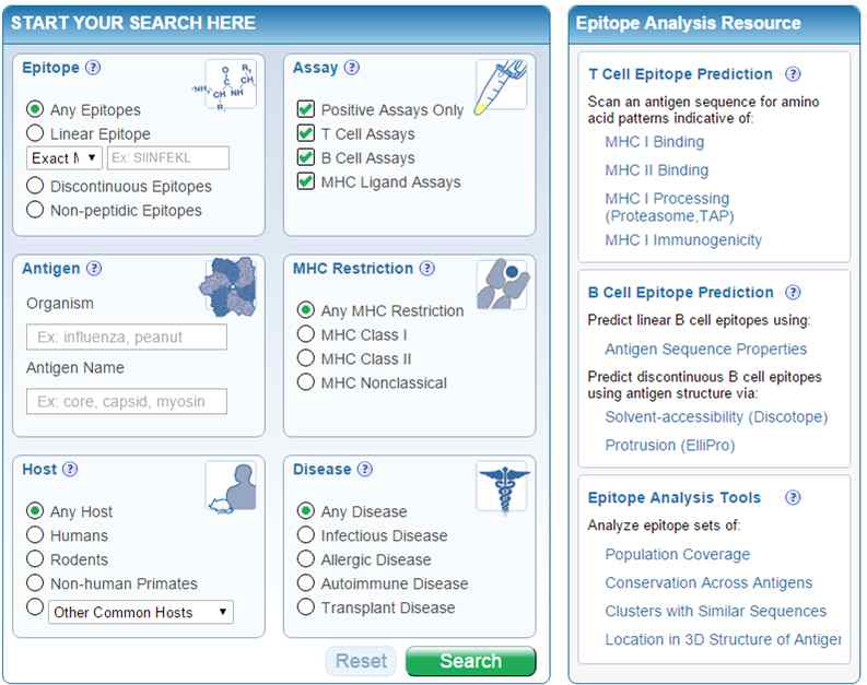 Immune Epitope Database and Analysis Resource (http://www.iedb.org/)의 epitope prediction algorithm 사이트