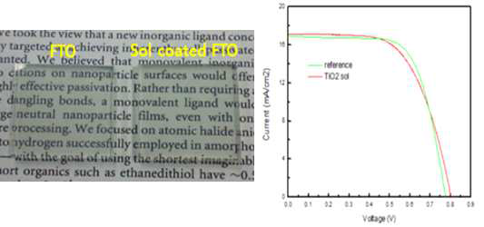 일반 FTO와 Sol-coating FTO의 사진 이미지 및 소자의 J-V curve
