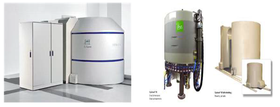 SIEMEMS Eclipse Cyclotron (11MeV) 및 IBA Cyclone 10