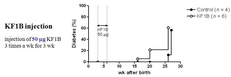 Administration of KF1B, a Nod1 ligand, at 50 ug dose, 3 times a weeks did not inhibit the development of diabetes in NOD mice