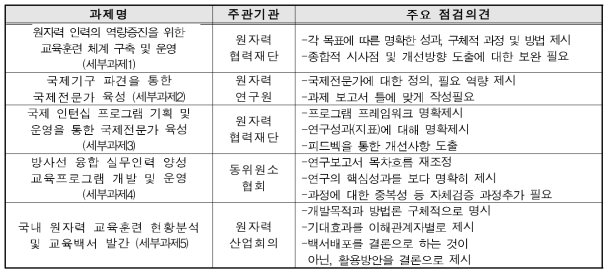 역량개발 총괄과제 최종점검회의 세부과제별 점검사항