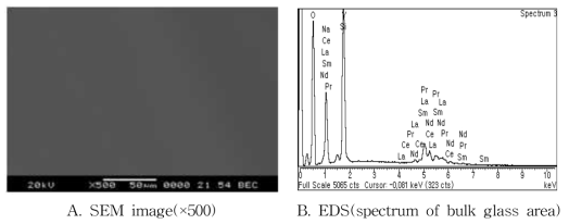 후보유리(PG9) SEM/EDS micrographs