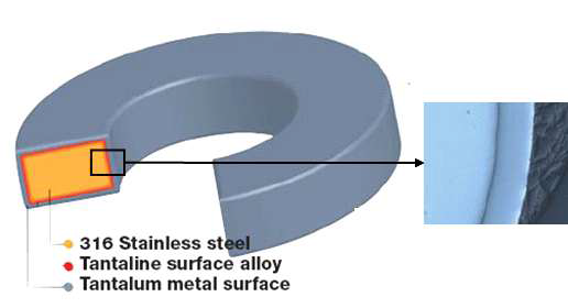 Unit section of Ta-coated STS 316