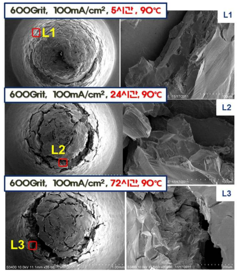 SEM Micrograph of charged specimen surface (at 90℃)