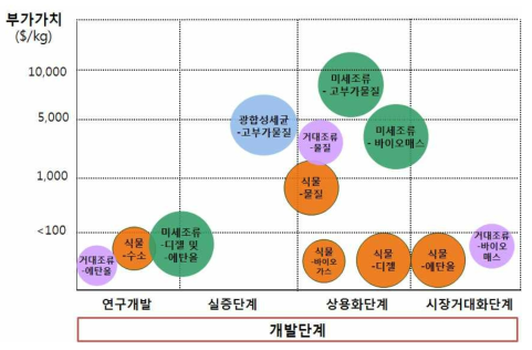 광합성 균주의 개발 단계별로 생성된 부가가치