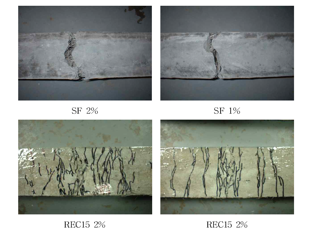 섬유종류 및 혼입률에 따른 균열패턴