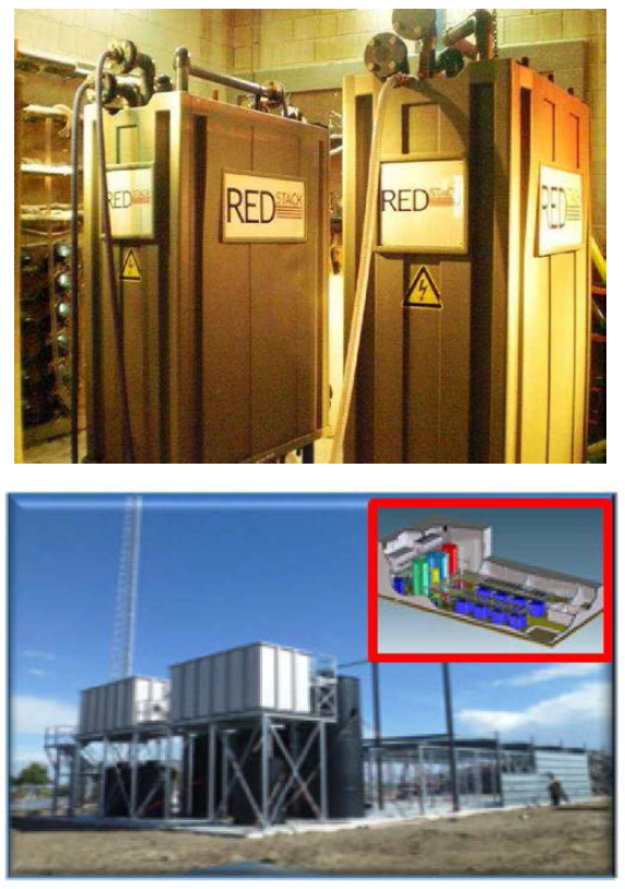 REDstack 기술개발 현황 (왼쪽: ED-modified stack, 오른쪽: 50kW급 파일롯 플랜트)