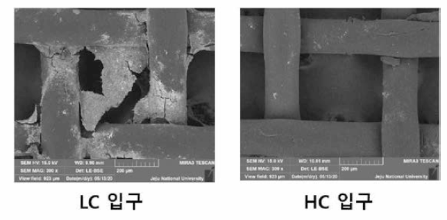 HC 및 LC셀 유입구 spacer의 SEM image