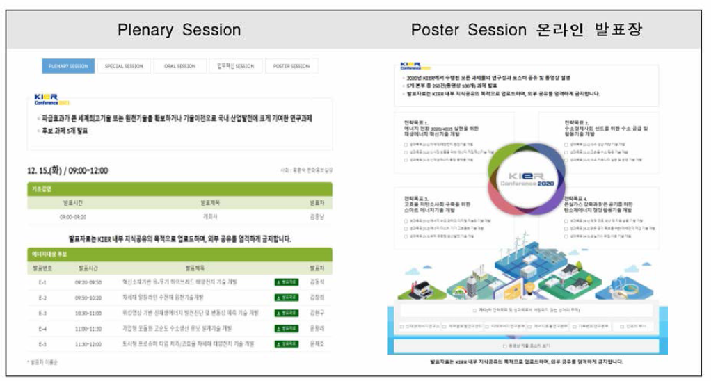 KIER Conference 2020 홈페이지 상세 메뉴