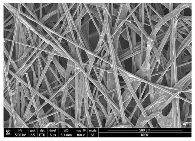 허니컴로타 성형을 위한 유리섬유시트의 표면사진