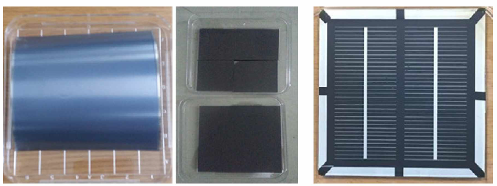 플렉서블 CIGS 박막 및 이를 이용한 태양전지 사진 (10x10 cm2)